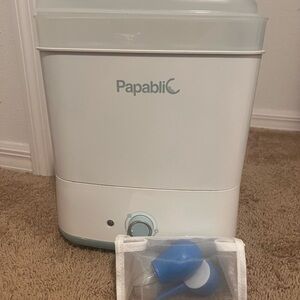 Papablic Baby Bottle Sterilizer in White and Blue